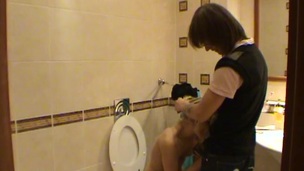 Legal Age Teenager fucking takes place in a petite bath with a hawt blond